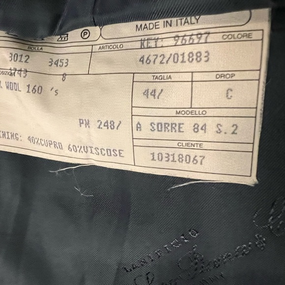 Isaia Custom Blue, Red Loro Piana SUPER 160, 15.5 Micron Wool Stripped 2Btn 44S - Picture 7 of 8